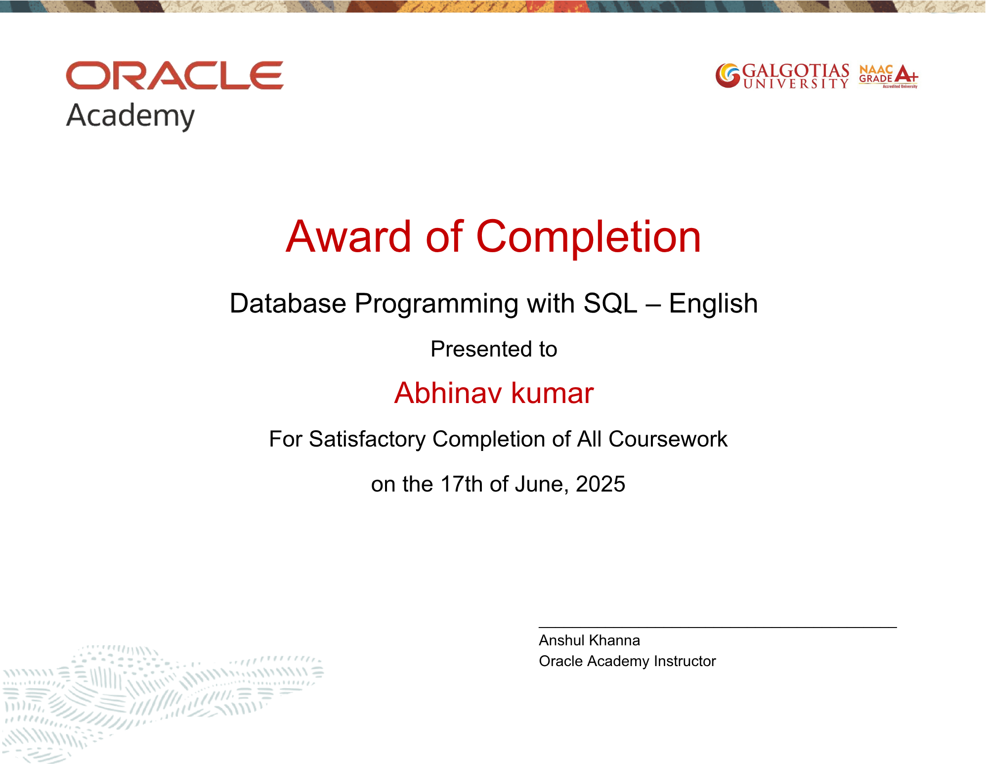 Oracle database management